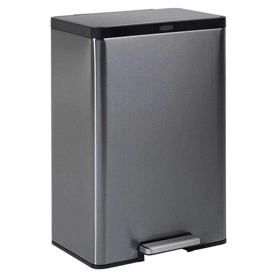 Poubelle à pédale en inox gris charbon, 45 litres Elite 45 litres RUBBERMAID - Poubelle à pédale Rubbermaid Elite 45 litres en inox gris charbon