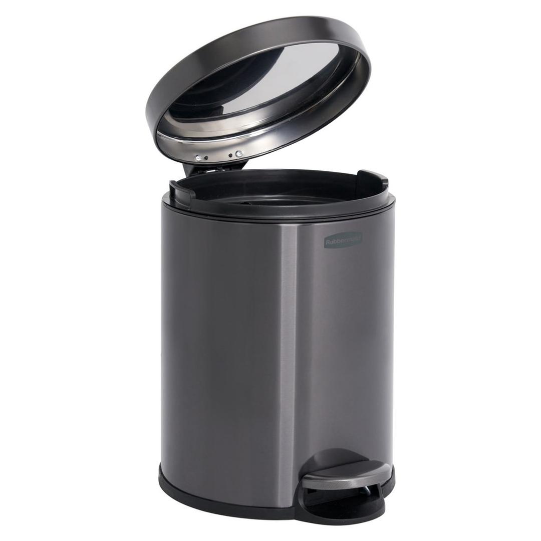 Petite poubelle à pédale en inox gris charbon, 6 litres poubelle à pédale ronde 6 litres RUBBERMAID - Poubelle à pédale ronde Rubbermaid 6 litres en inox gris charbon