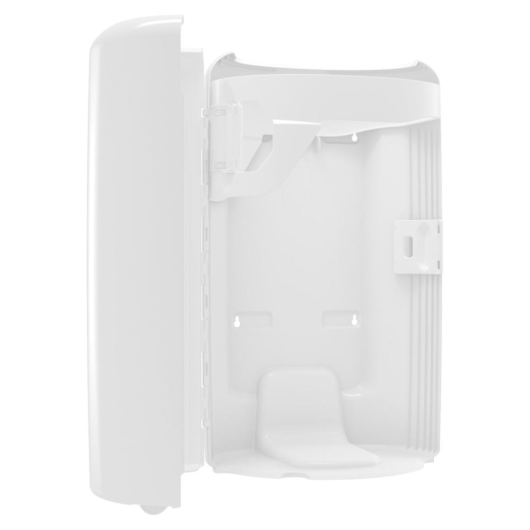 Poubelle murale ou au sol pour sanitaires, 50 litres Elevation 50 litres TORK - Poubelle Tork Elevation 50 litres blanche ouverte, support de fixation