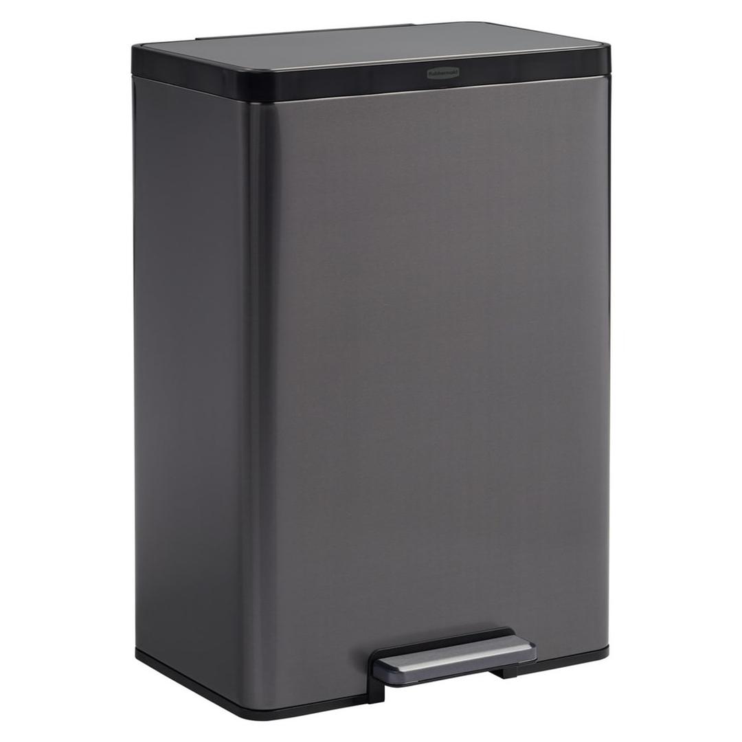 Poubelle à pédale à deux compartiments, 39 ou 60 litres Elite Dual Stream RUBBERMAID - Poubelle à pédale Rubbermaid Elite Dual Stream 39 litres en inox gris charbon