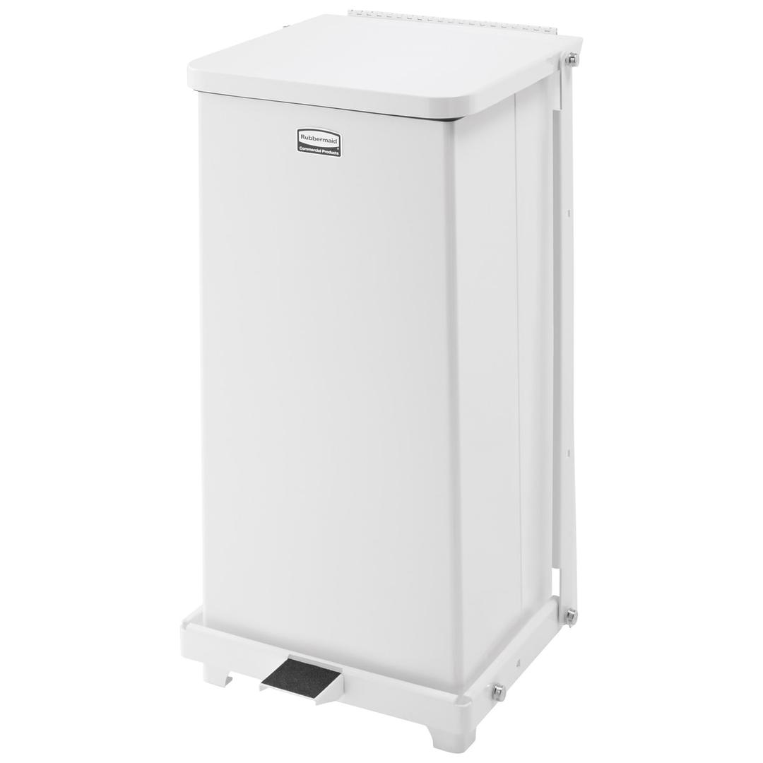 Poubelle à pédale en acier pour milieu médical, 25 ou 49 litres Defenders carrée RUBBERMAID - Poubelle à pédale Rubbermaid Defenders carrée 25 litres, vue de face