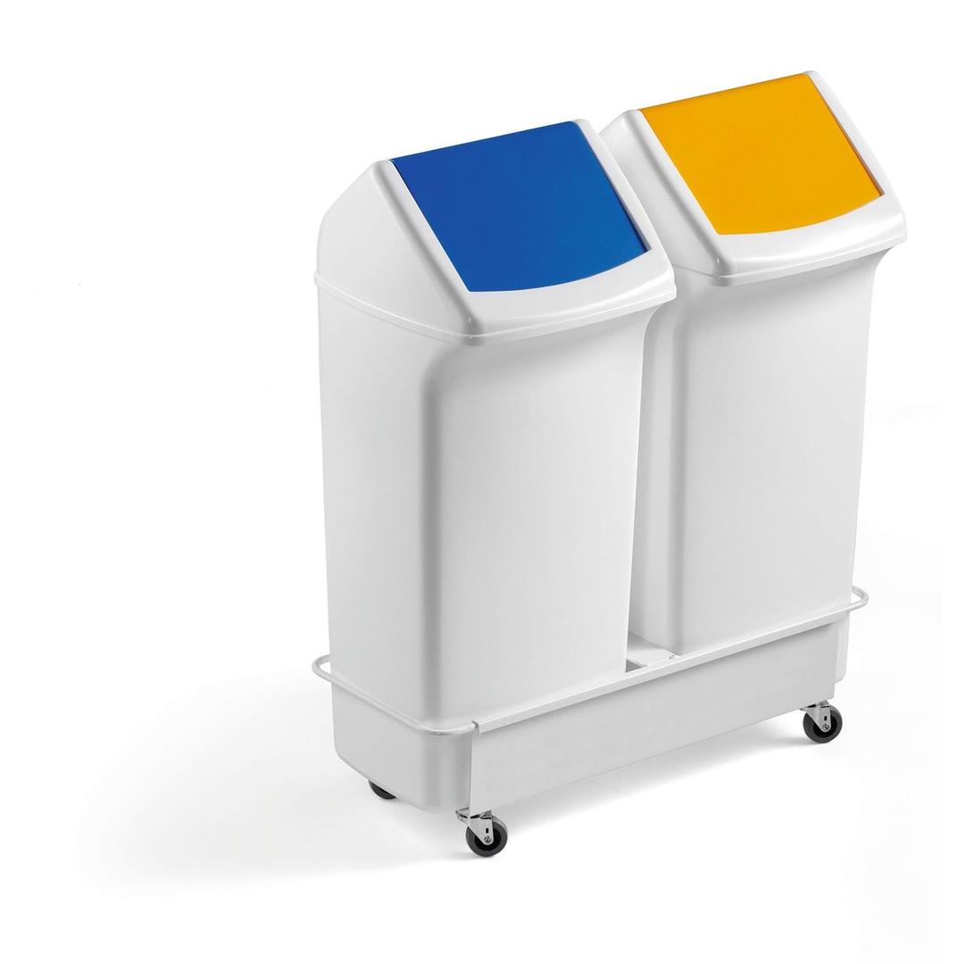 Chariot pour deux poubelles DURABIN SQUARE 40 DURABIN SQUARE TROLLEY DUO 40 DURABLE - Chariot DURABLE DURABIN SQUARE TROLLEY DUO 40, avec deux poubelles DURABIN SQUARE 40