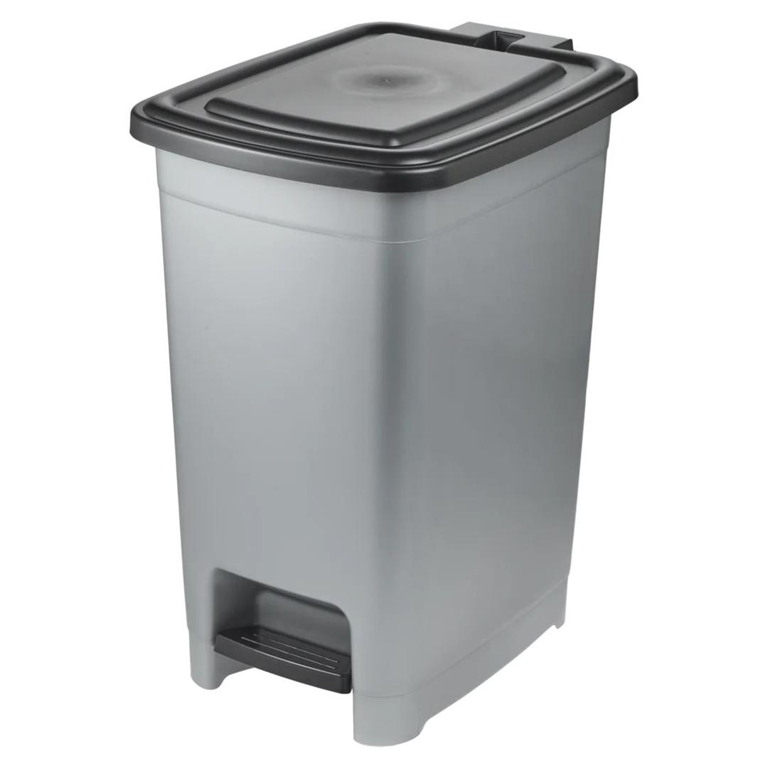 Poubelle à pédale en plastique, 40 litres Poubelle à pédale olaf 40 litres KEEEPER - Poubelle à pédale keeeper olaf 40 litres argent, vue de face