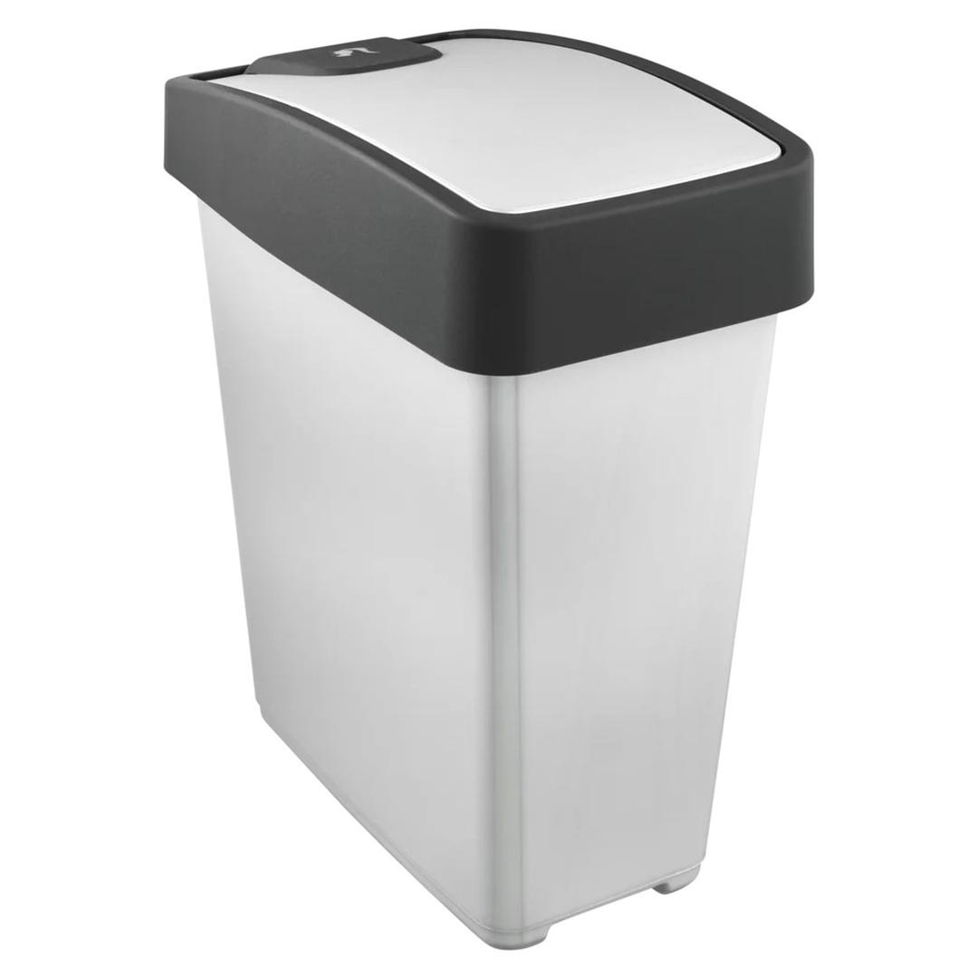 Poubelle à couvercle à double ouverture, 10 ou 25 litres Poubelle à couvercle double ouverture magne KEEEPER - Poubelle à couvercle double ouverture keeeper magne 25 litres, vue de trois quarts