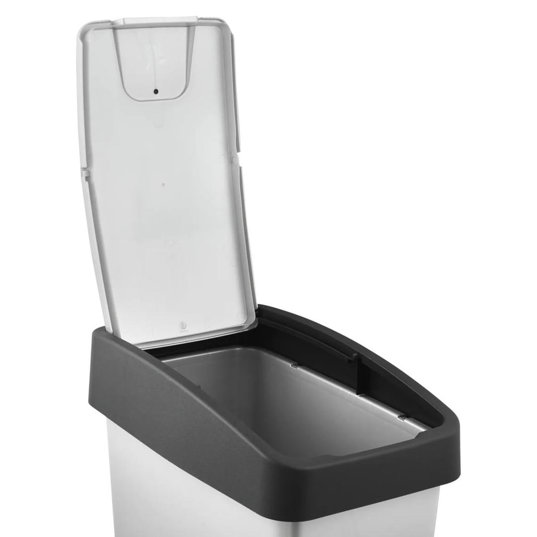 Poubelle à couvercle à double ouverture, 10 ou 25 litres Poubelle à couvercle double ouverture magne KEEEPER - Poubelle à couvercle double ouverture keeeper magne 25 litres, couvercle relevé vers le haut