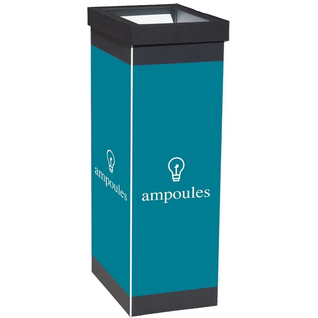 Collecteur de tri sélectif 60 litres, ampoules collecteur ampoules PAPERFLOW - Collecteur de tri PAPERFLOW ampoules cadre noir, vue d'ensemble, cadre noir