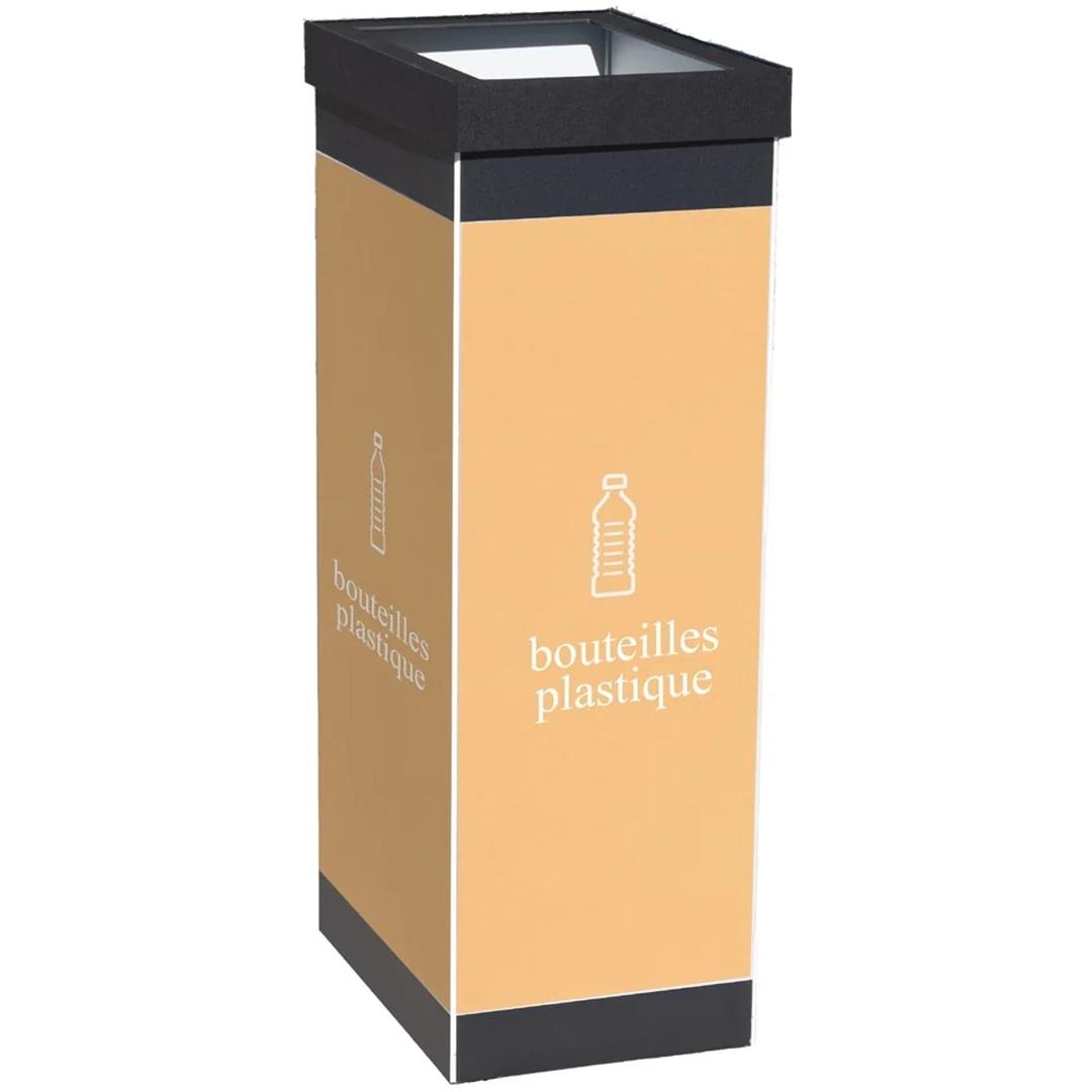 Collecteur de tri sélectif 60 litres, bouteilles plastique collecteur bouteilles plastique PAPERFLOW - Collecteur de tri PAPERFLOW bouteilles plastique cadre noir, vue d'ensemble, cadre noir