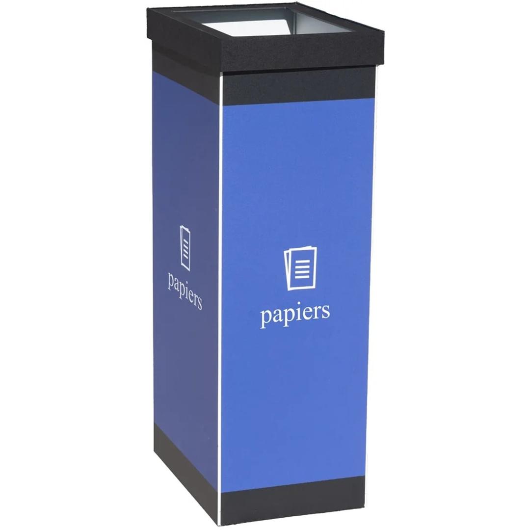 Collecteur de tri sélectif 60 litres, papiers collecteur papiers PAPERFLOW - Collecteur de tri PAPERFLOW papiers cadre noir, vue d'ensemble, cadre noir