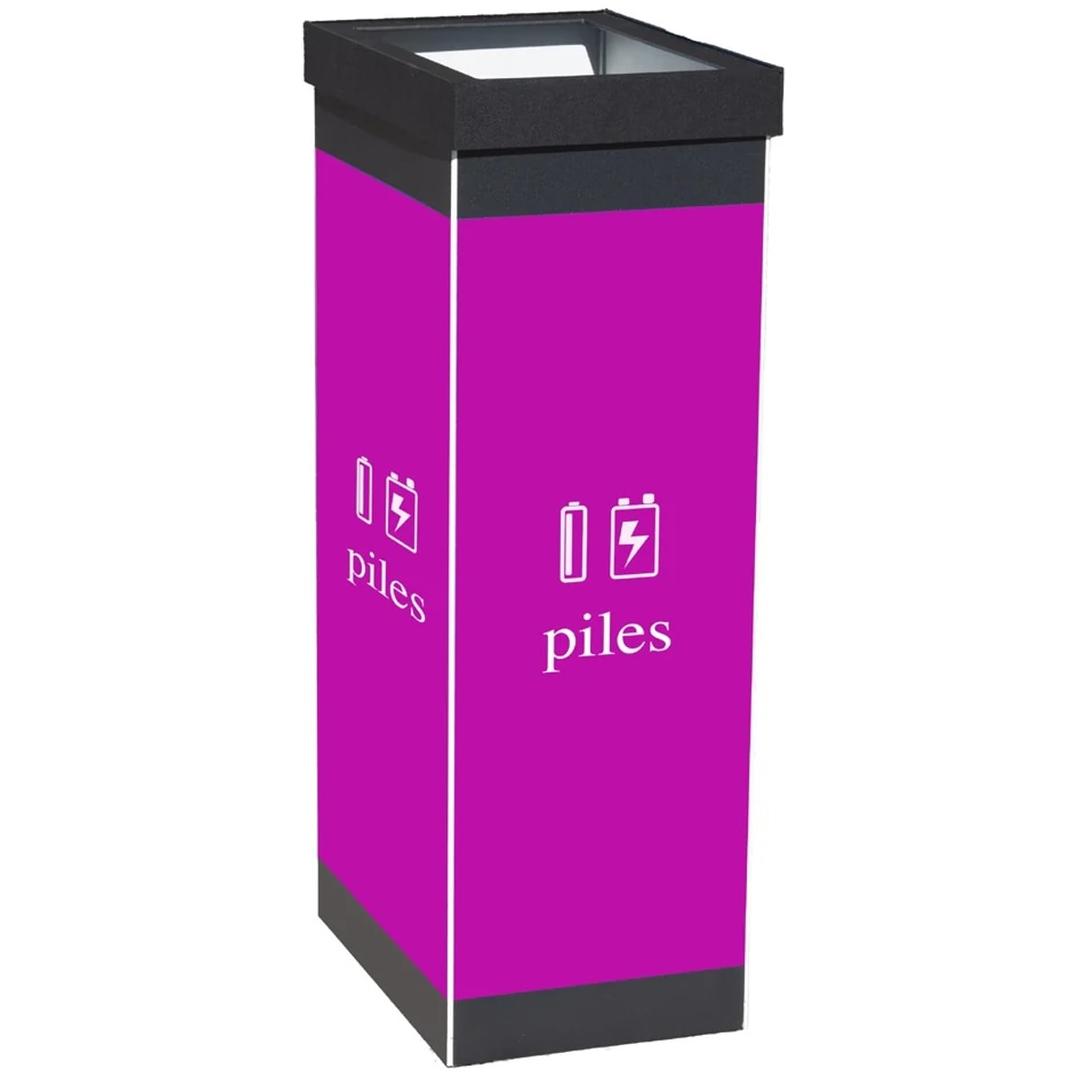 Collecteur de tri sélectif 60 litres, piles collecteur piles PAPERFLOW - Collecteur de tri PAPERFLOW piles cadre noir, vue d'ensemble, cadre noir