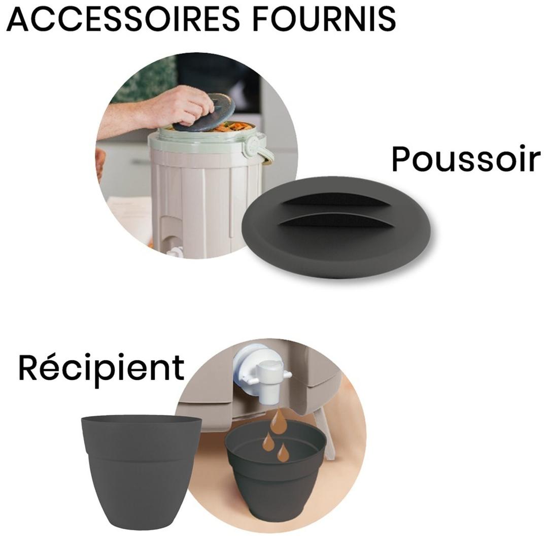 Composteur de cuisine par fermentation, 8 litres Composteur de cuisine Bokashi 8 litres EDA - Récipient et poussoir fournis avec le composteur de cuisine Bokashi EDA 8 litres