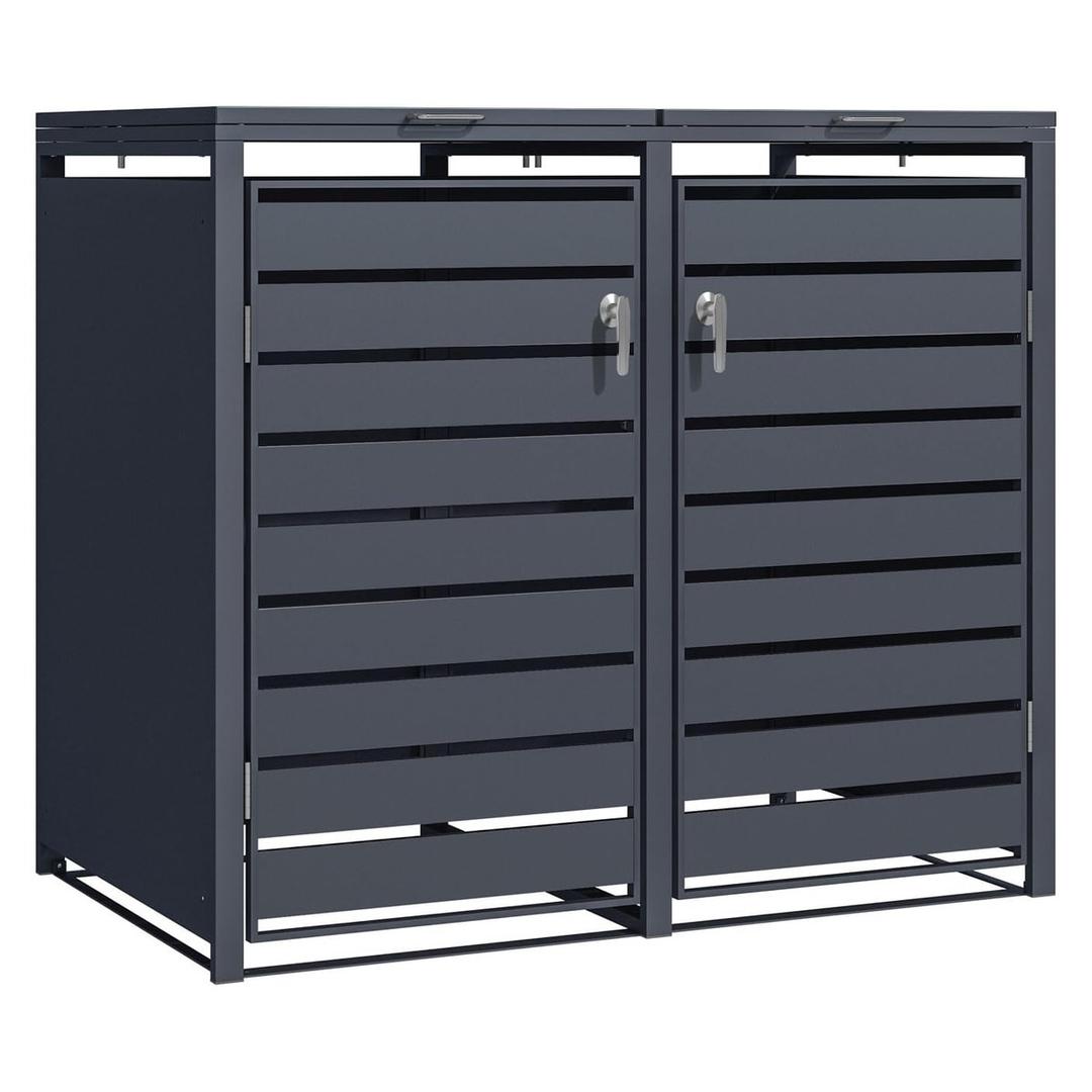 Abri pour deux poubelles, bacs jusqu'à 240 litres GB2213 PHOENIX - Abri pour deux poubelles Phoenix GB2213 anthracite, vue de face