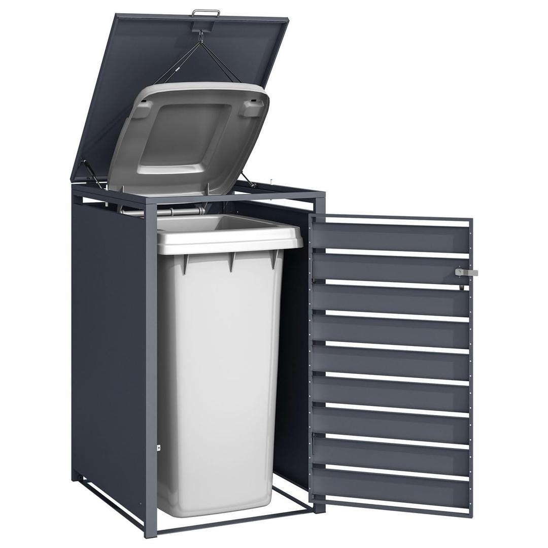 Abri pour une poubelle, bacs jusqu'à 240 litres GB1168 PHOENIX - Abri pour une poubelle Phoenix GB1168, porte et couvercle ouverts, avec le bac