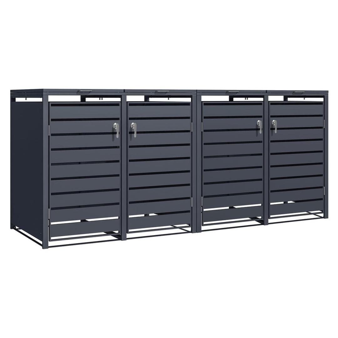 Abri pour quatre poubelles, bacs jusqu'à 240 litres GB4426 PHOENIX - Abri pour quatre poubelles Phoenix GB4426 anthracite, vue de face