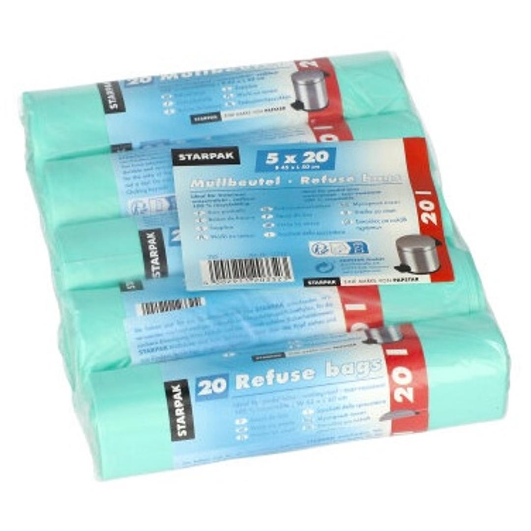 Rouleau de 20 sacs fins en PEHD Sacs poubelle 20 litres, vert menthe STARPAK - Vue 4