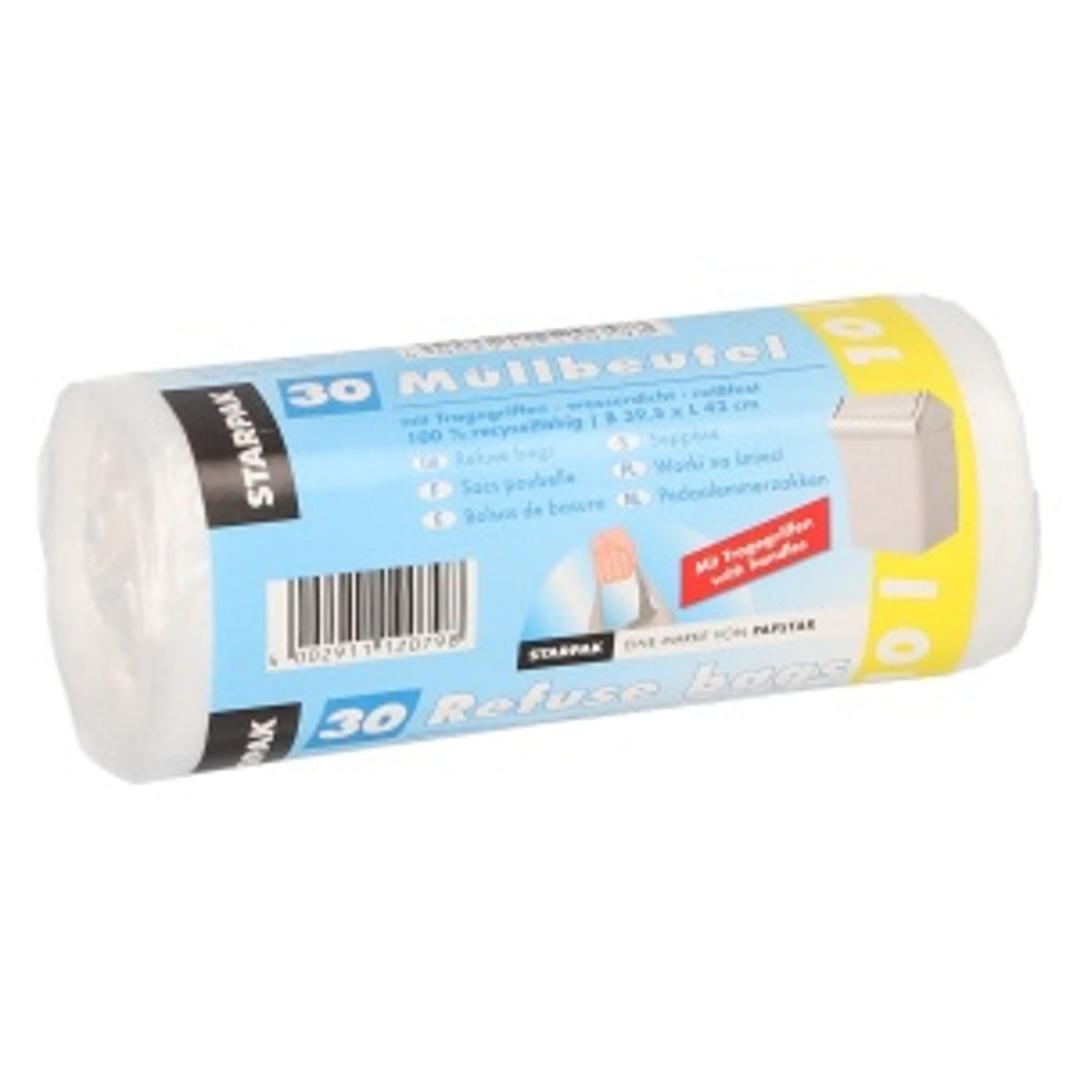 Rouleau de 30 sacs en PEHD de 7 microns Sacs poubelle à poignées 10 litres, transparents STARPAK - Vue 3