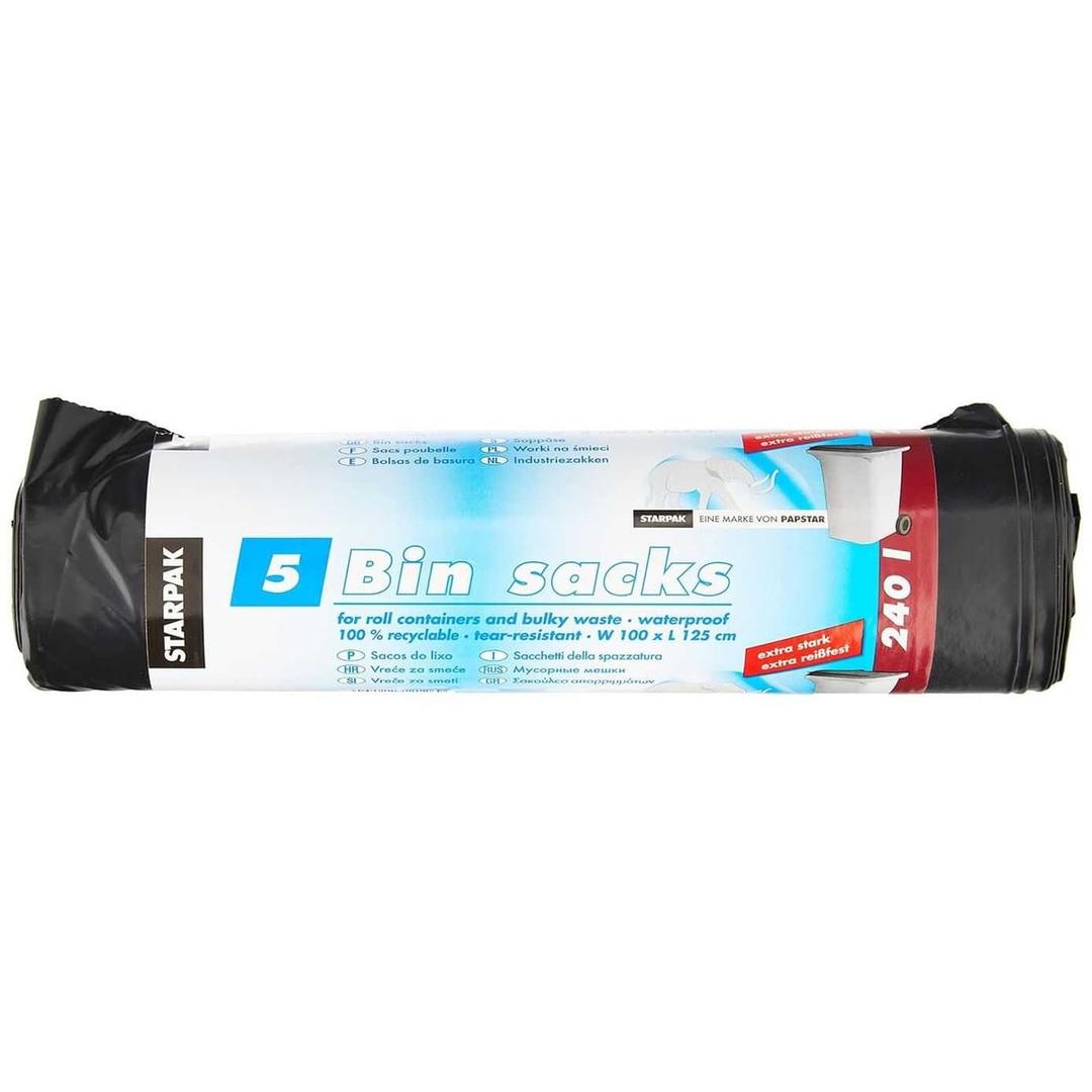 Rouleau de 5 sacs en PEBD de 60 microns Sacs poubelle 240 litres, noirs STARPAK - Rouleau de 5 sacs en PEBD de 60 microns, sacs poubelle STARPAK 240 litres noirs