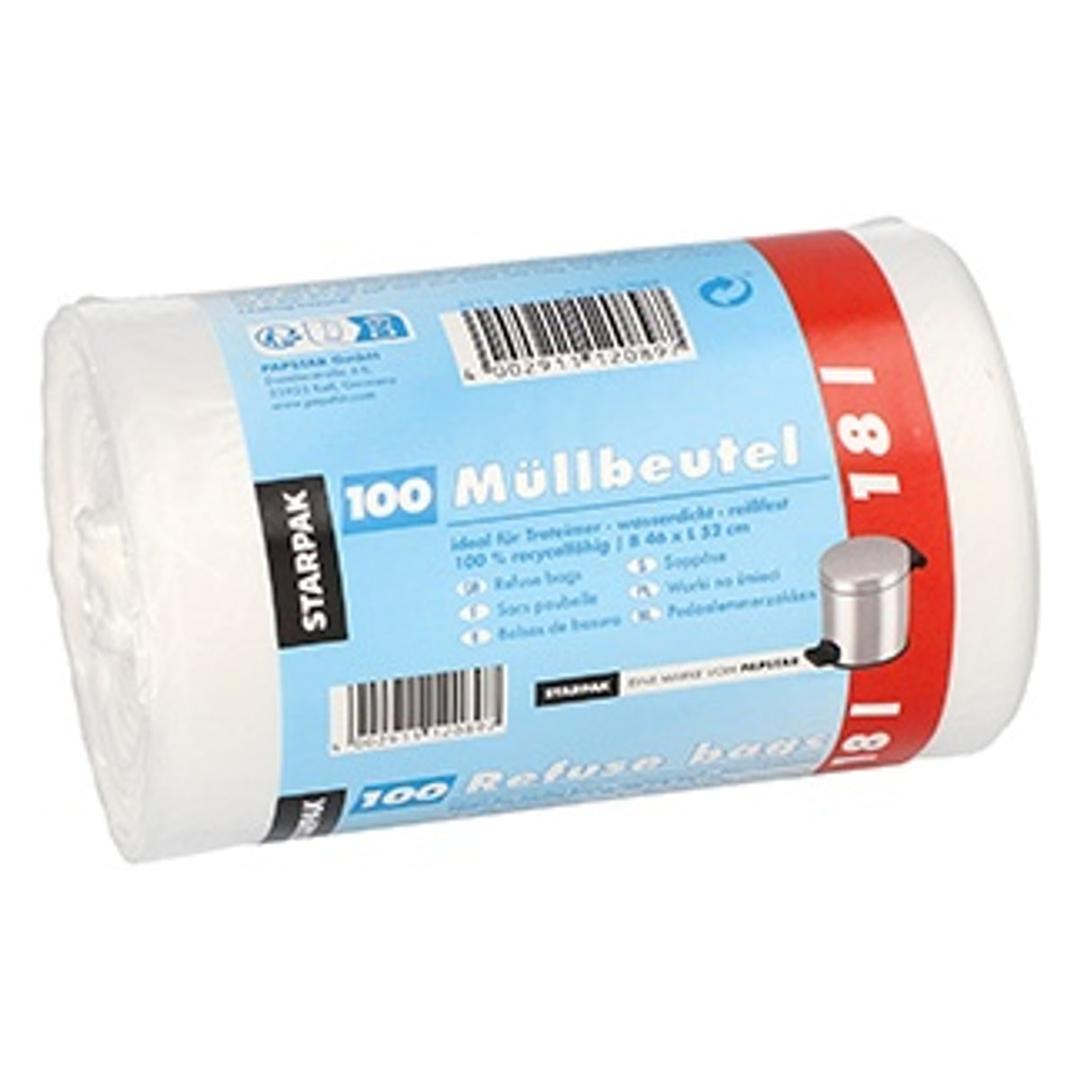 Rouleau de 100 sacs en PEHD de 9 microns Sacs poubelle 18 litres, blancs STARPAK - Rouleau de 100 sacs en PEHD de 9 microns, sacs poubelle STARPAK 18 litres blancs