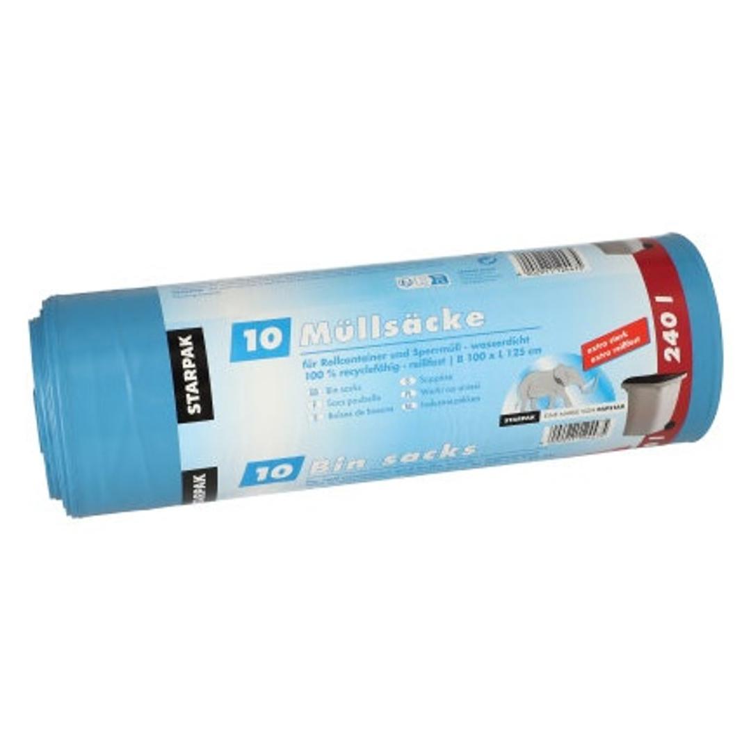 Rouleau de 10 sacs en PEBD de 60 microns Sacs poubelle 240 litres, bleus STARPAK - Rouleau de 10 sacs en PEBD de 60 microns, sacs poubelle STARPAK 240 litres bleus