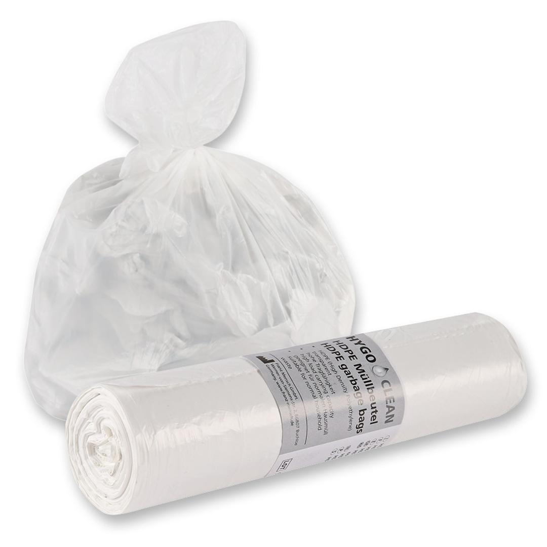 Rouleau de 20 sacs en PEHD de 10 microns Sacs poubelle 60 litres, transparents HYGOCLEAN - Rouleau de 20 sacs en PEHD de 10 microns, sacs poubelle HYGOCLEAN 60 litres transparents