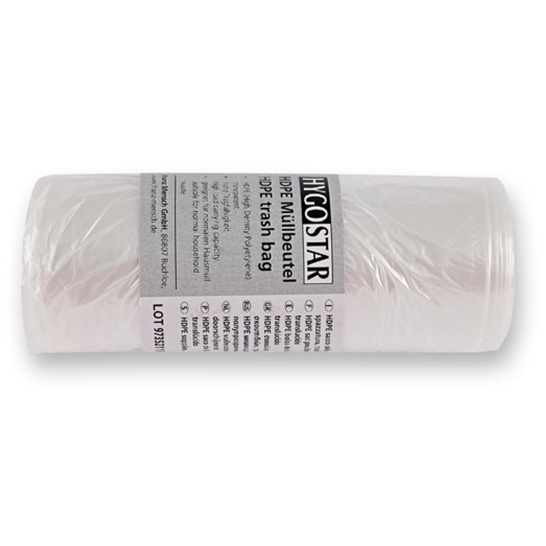 Rouleau de 50 sacs en PEHD de 8 microns Sacs poubelle 18 litres HYGOCLEAN - Sacs poubelle HYGOCLEAN 18 litres, autre vue