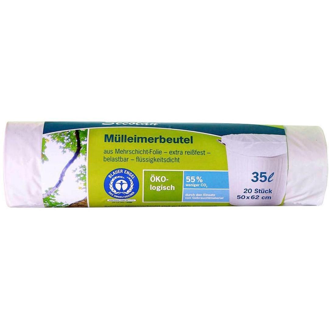 Rouleau de 20 sacs en PEBD recyclé, Ange bleu Sacs poubelle 35 litres, blancs SECOLAN - Rouleau de 20 sacs en PEBD recyclé, Ange bleu, sacs poubelle Secolan 35 litres blancs