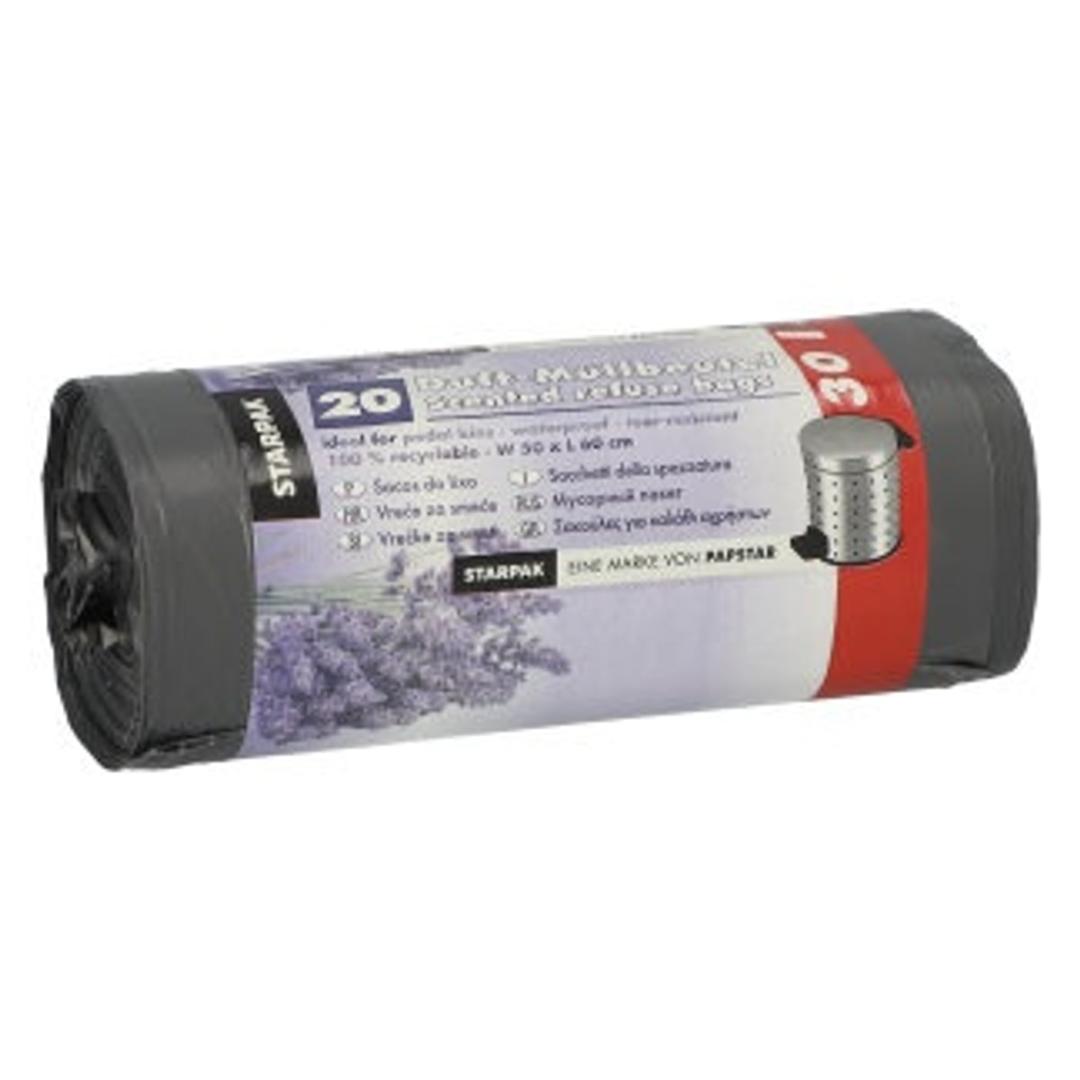 Rouleau de 20 sacs en PEBD de 17 microns Sacs poubelle parfumés 30 litres, gris STARPAK - Rouleau de 20 sacs en PEBD de 17 microns, sacs poubelle STARPAK 30 litres gris