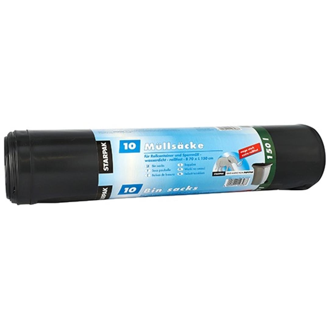 Rouleau de 10 sacs en PEBD de 90 microns Sacs poubelle extra-forts 150 litres, noirs STARPAK - Rouleau de 10 sacs en PEBD de 90 microns, sacs poubelle STARPAK 150 litres noirs