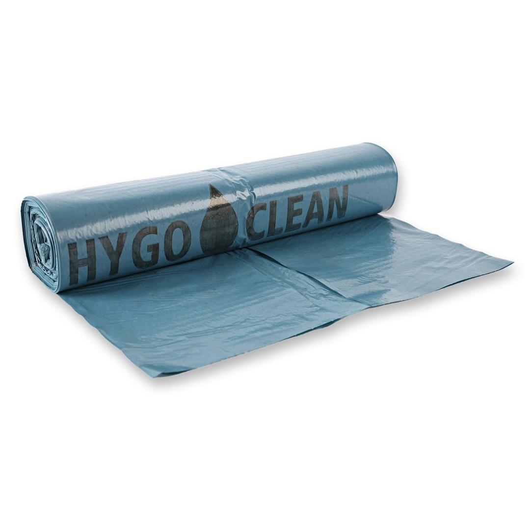 Rouleau de 25 sacs en PEBD recyclé de 40 microns Sacs poubelle Light 120 litres, bleus HYGOCLEAN - Rouleau de 25 sacs en PEBD recyclé de 40 microns, sacs poubelle HYGOCLEAN Light 120 litres bleus