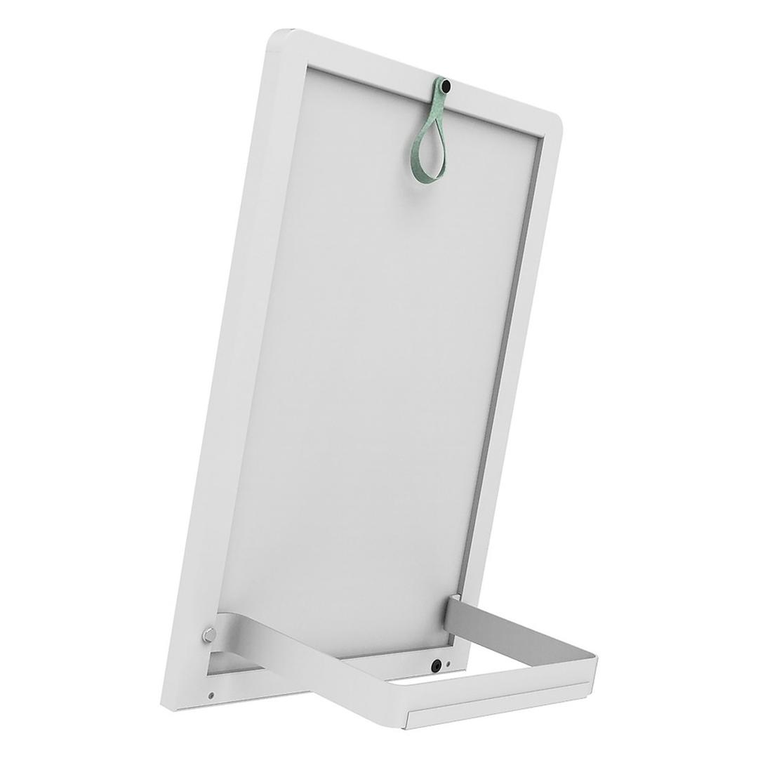 Lampe de luminothérapie LED, à poser ou à accrocher au mur Dayvia WELLBI UNILUX - Dos de la lampe Dayvia WELLBI, béquille et sangle pour l'accrocher au mur