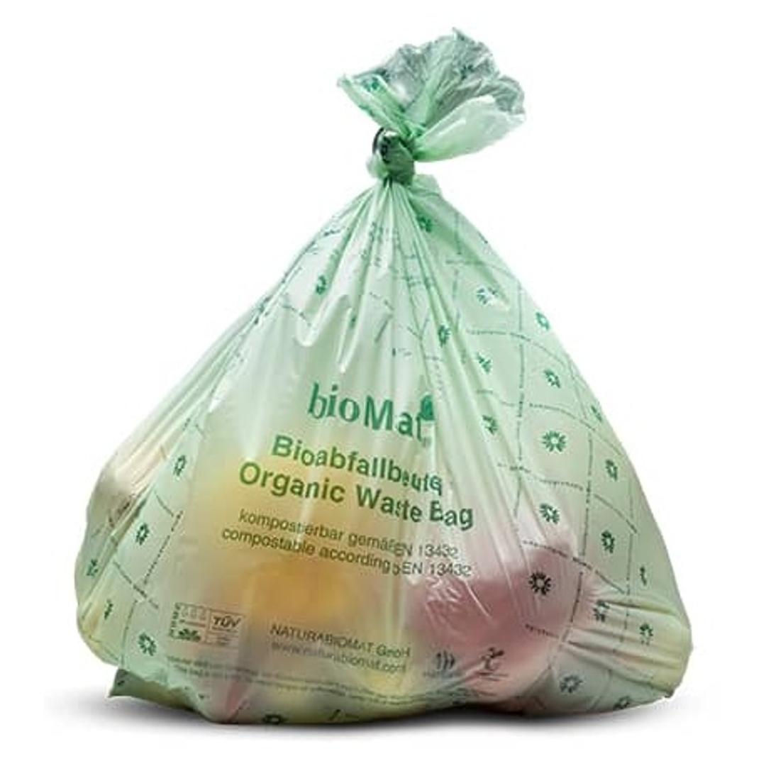 Rouleau de 10 sacs en film Mater-Bi à base d'amidon Sacs poubelle compostables 30 litres, verts BIOMAT - Sacs poubelle compostables bioMAT 30 litres, autre vue