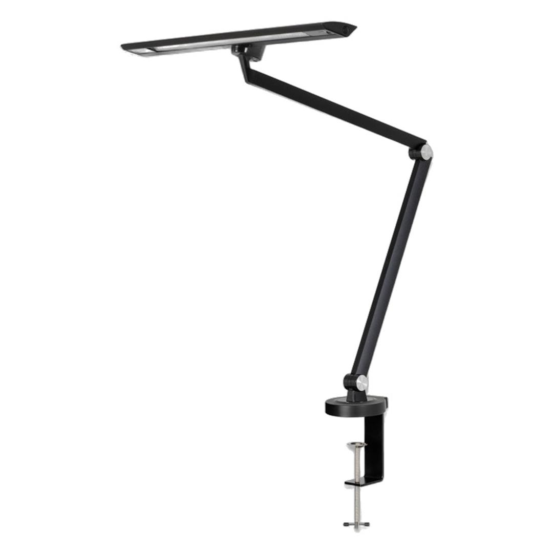 Lampe de bureau LED à pince, double bras articulé Zirkon HANSA - Lampe de bureau LED à pince Hansa Zirkon noire, double bras articulé