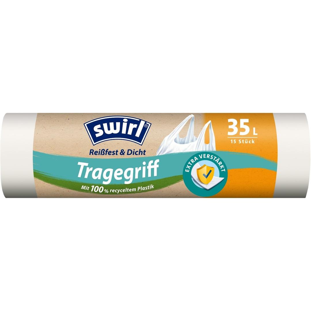 Rouleau de 15 sacs Sacs poubelle à poignées 35 litres, blancs SWIRL - Rouleau de 15 sacs, sacs poubelle swirl 35 litres blancs