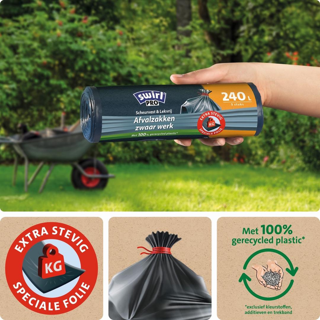 Rouleau de 5 sacs Sacs poubelle PRO renforcés 240 litres, noirs SWIRL - Sacs poubelle swirl 240 litres, autre vue