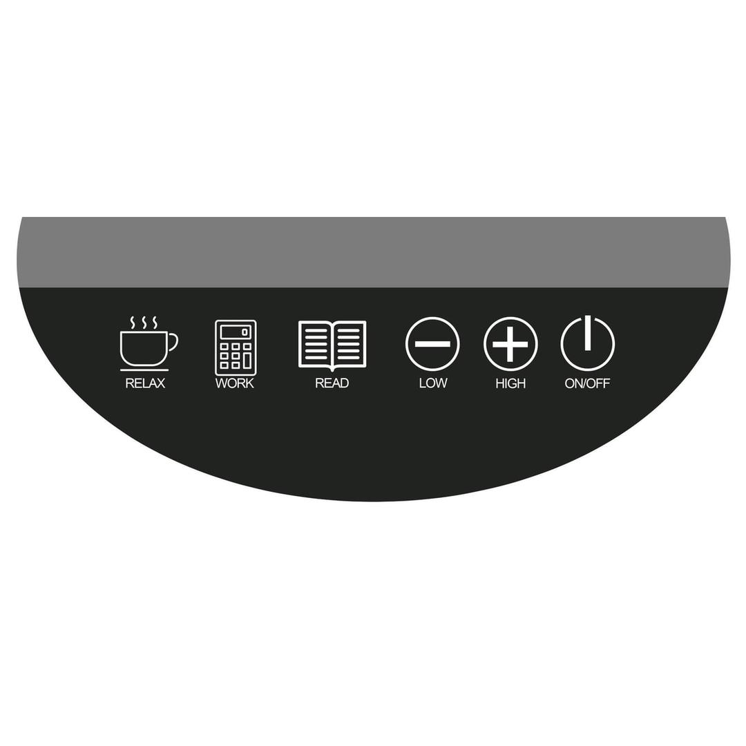 Lampe de bureau LED, double bras articulé, 3 modes CHUCK PAPERFLOW - Touches tactiles du socle de la lampe PAPERFLOW CHUCK : Détente, Travail, Lecture