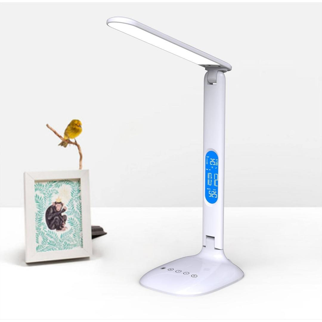 Lampe de bureau LED, horloge, réveil et thermomètre FOLEY PAPERFLOW - Lampe PAPERFLOW FOLEY sur un bureau