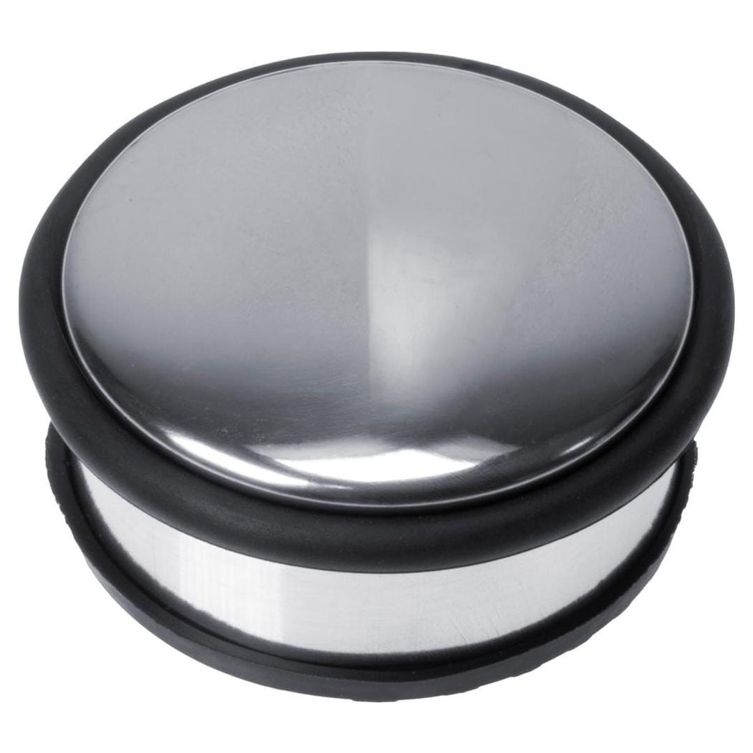 Lesté, Ø 100 mm, hauteur 45 mm Butoir de porte en métal chromé KANGARO - Butoir de porte kangaro en métal chromé, anneau en caoutchouc noir
