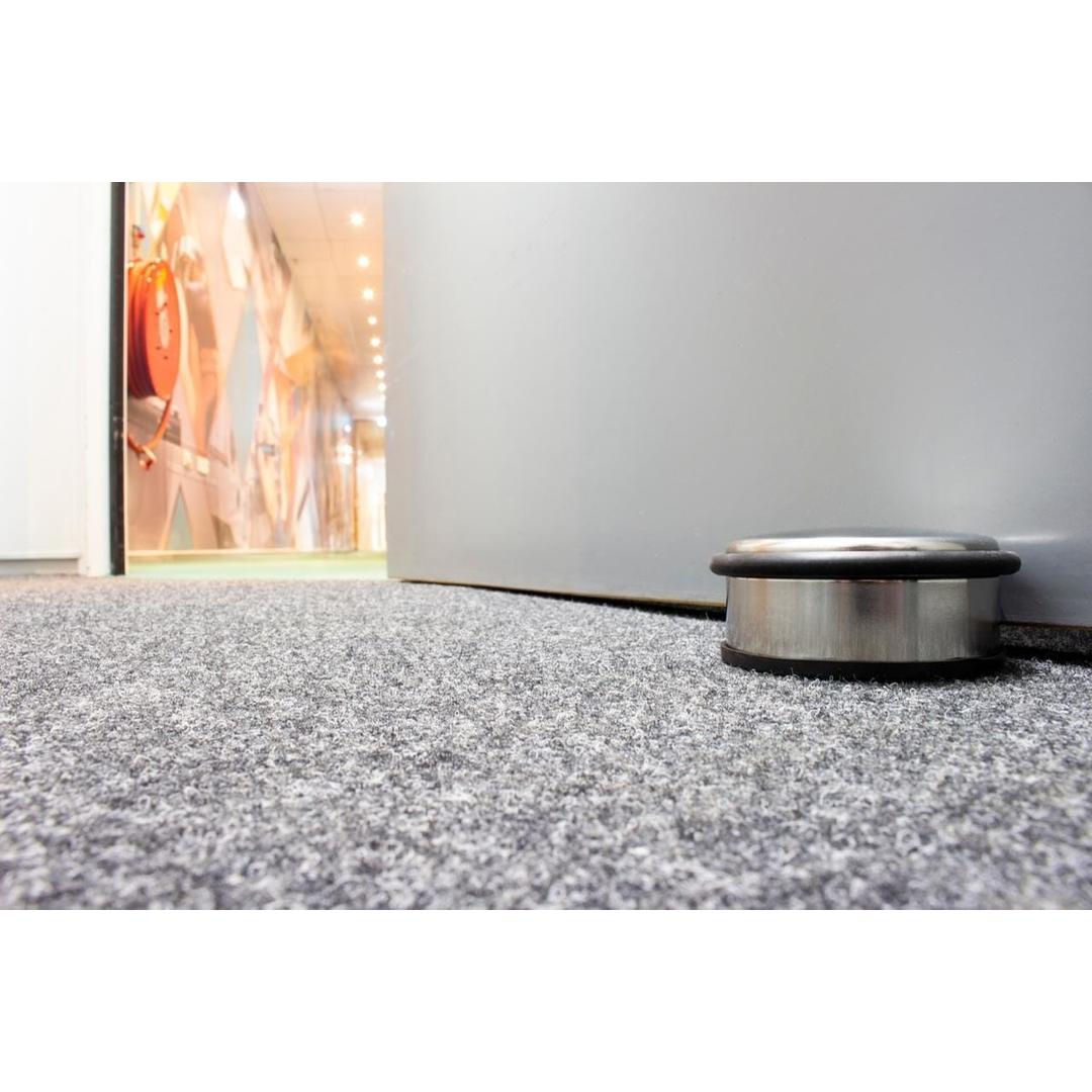 Lesté, Ø 100 mm, hauteur 45 mm Butoir de porte en métal chromé KANGARO - Butoir kangaro chromé retenant une porte sur moquette