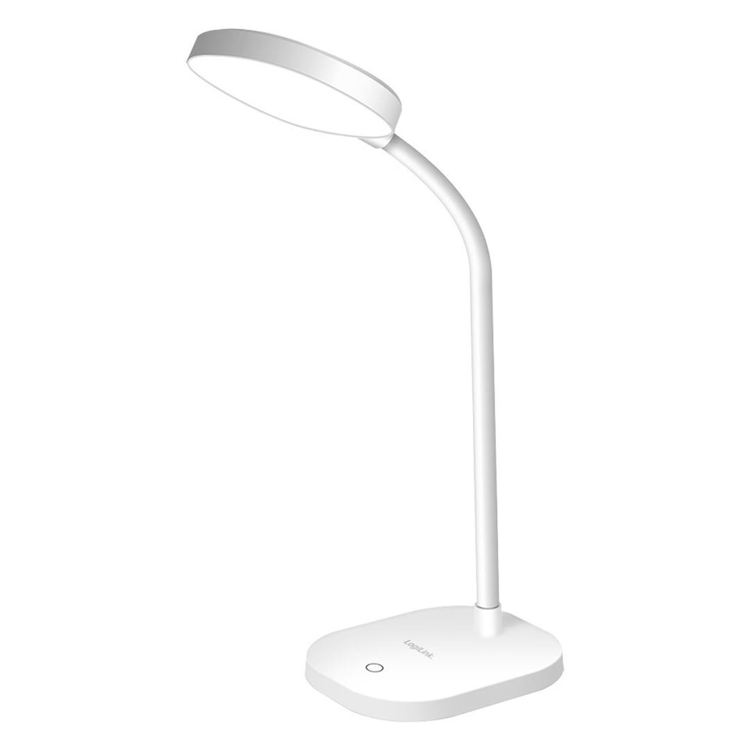 USB, blanche Lampe de bureau LED à col flexible LOGILINK - Lampe de bureau LED LogiLink LED017 blanche, col flexible