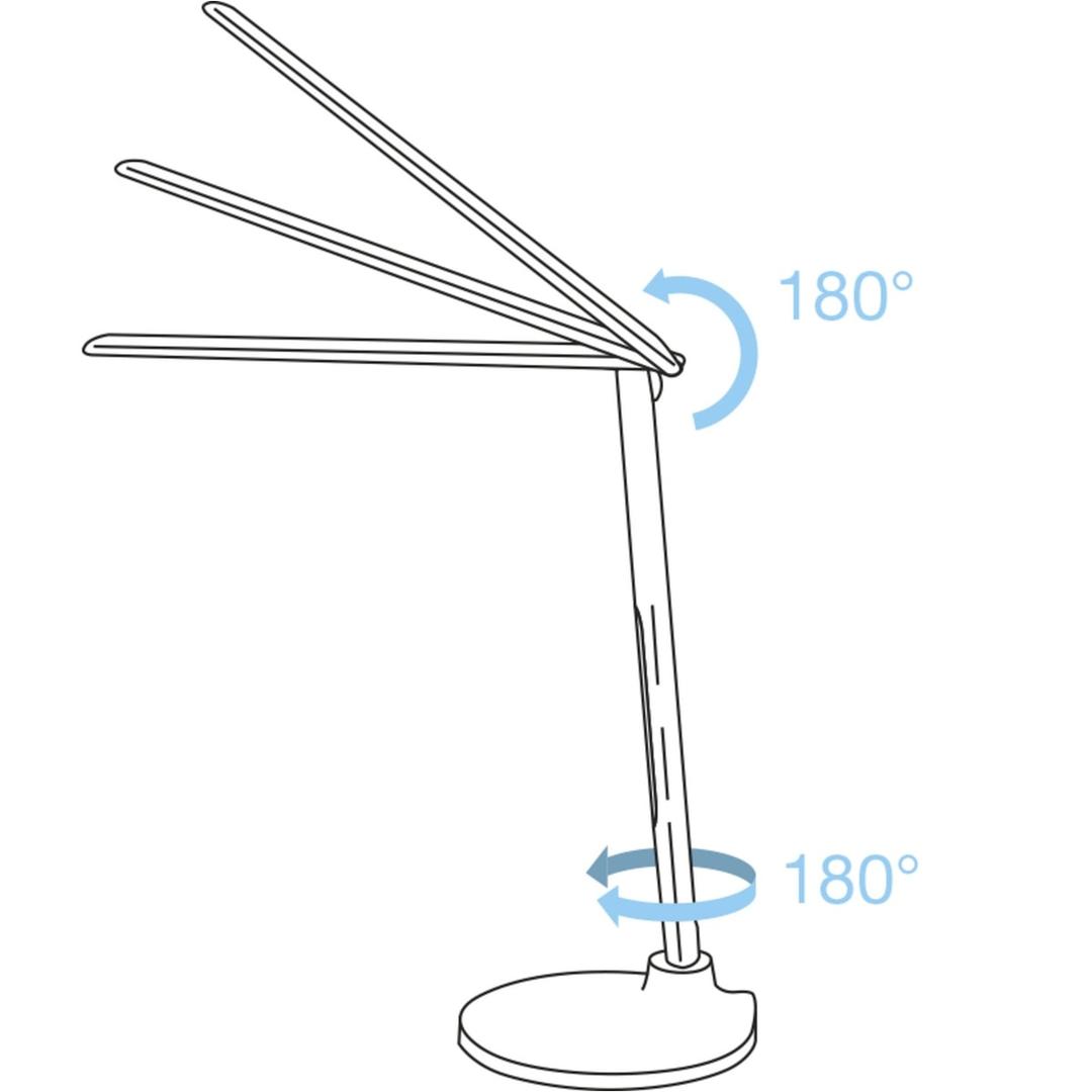 Lampe de bureau LED, écran date et heure, port USB Strato MAGNETOPLAN - Réglages de la tête et du bras de la lampe magnetoplan Strato
