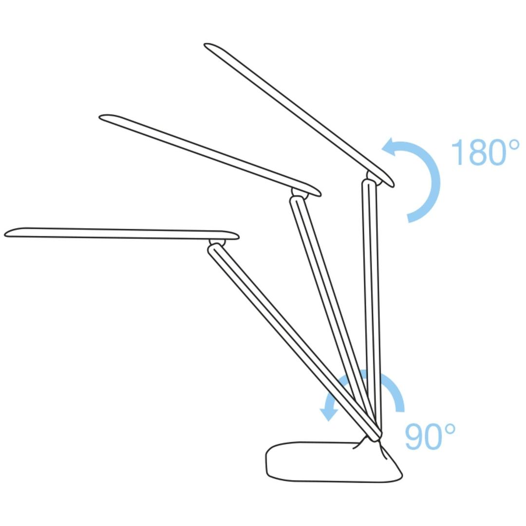 Lampe de bureau LED pliable, 3 teintes Tropo MAGNETOPLAN - Réglages de la tête et du bras de la lampe magnetoplan Tropo