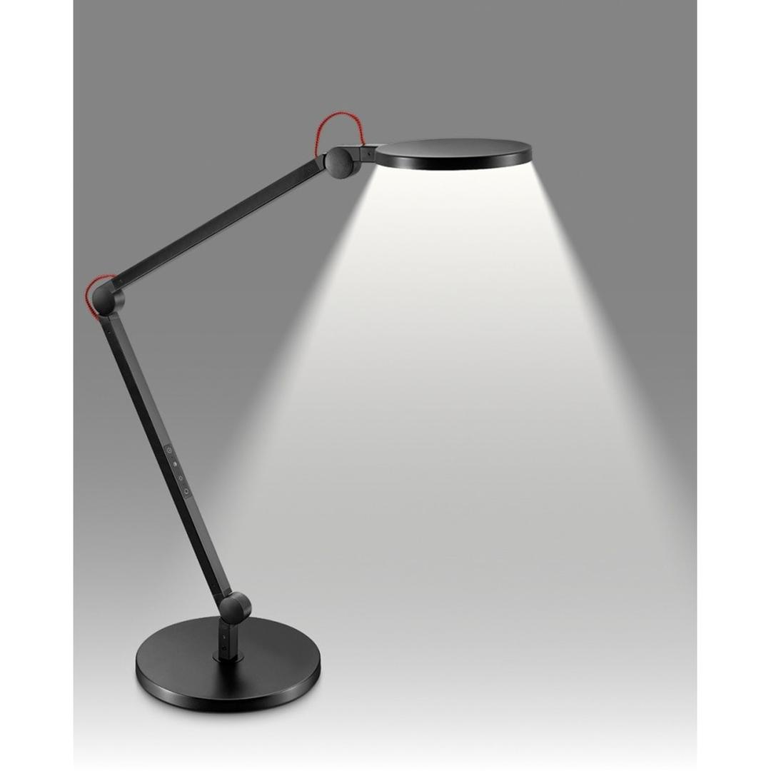 Lampe de bureau LED, double bras articulé, minuteur Giant CEP - Lampe CEP Giant noire allumée