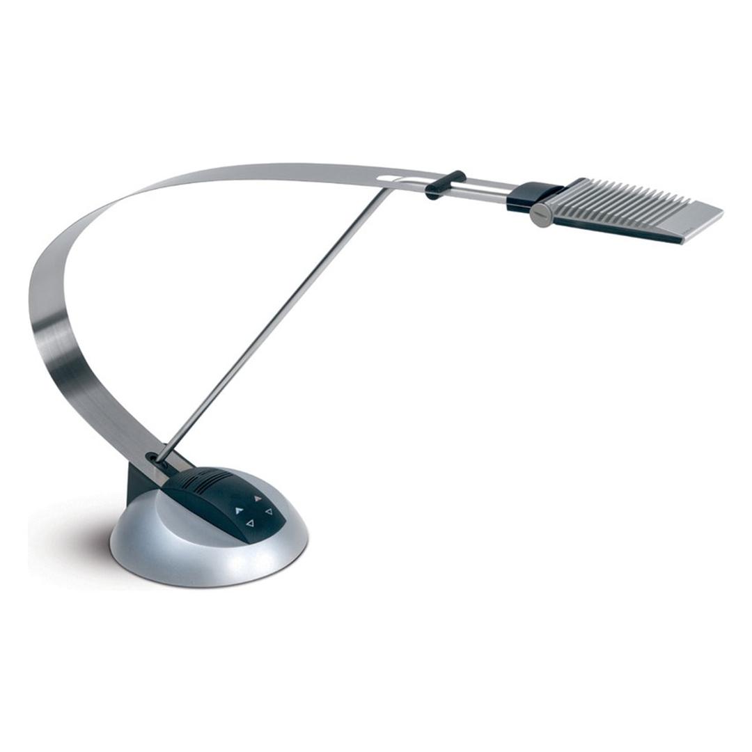 Lampe de bureau LED, température réglable, bras en ressort inox primus MAUL - Lampe de bureau LED MAULprimus argent et noir, bras en ressort