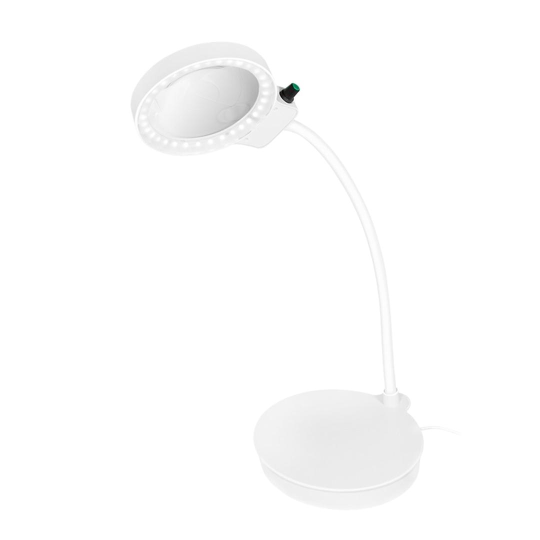 USB, 8 et 36 dioptries, variateur Lampe loupe LED à col flexible LOGILINK - Couronne de LED allumée de la lampe loupe LogiLink WZ0067