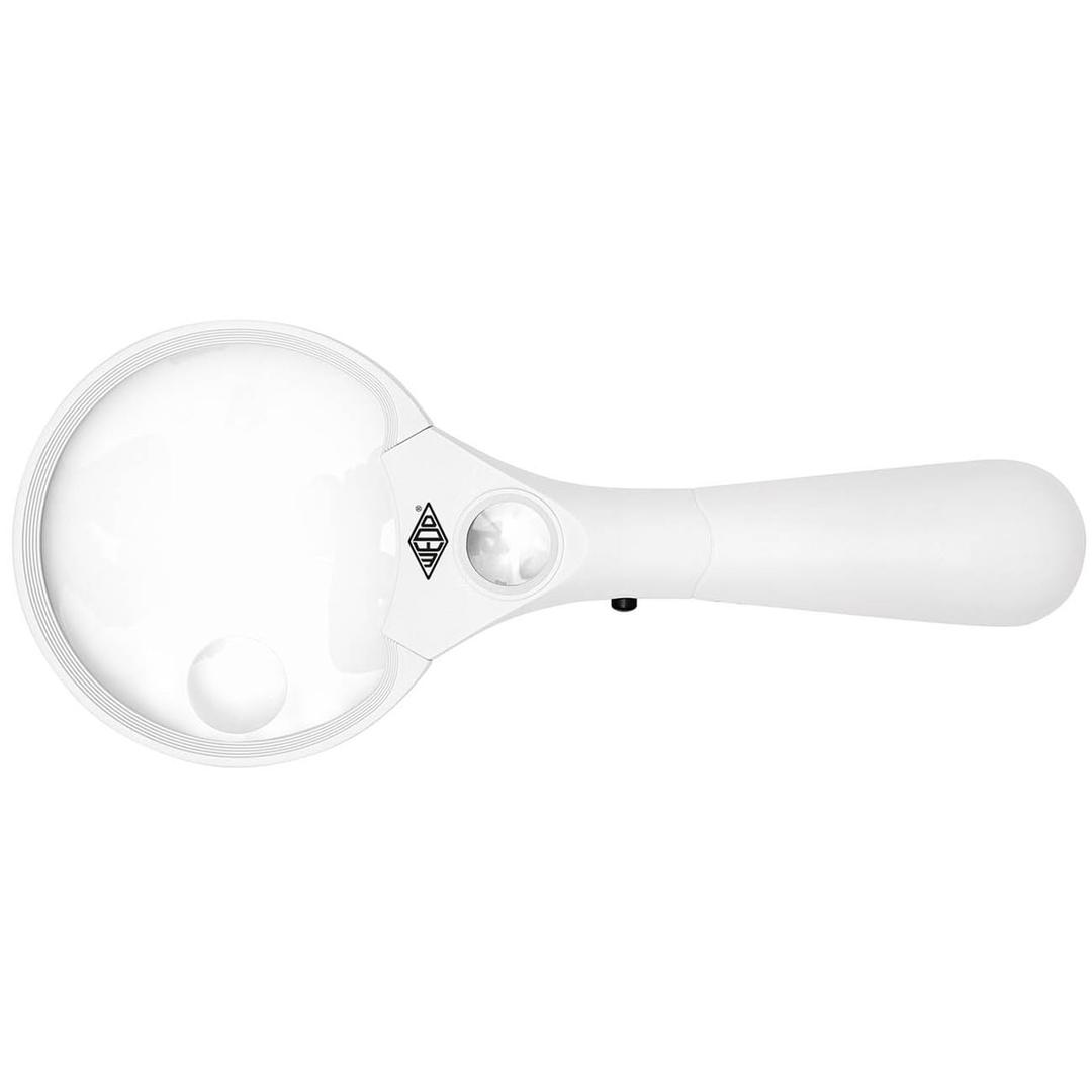 x 2,5, x 4,5 et x 12, 3 LED Loupe à main éclairée PROFI WEDO - Loupe à main éclairée LED WEDO PROFI blanche et noire