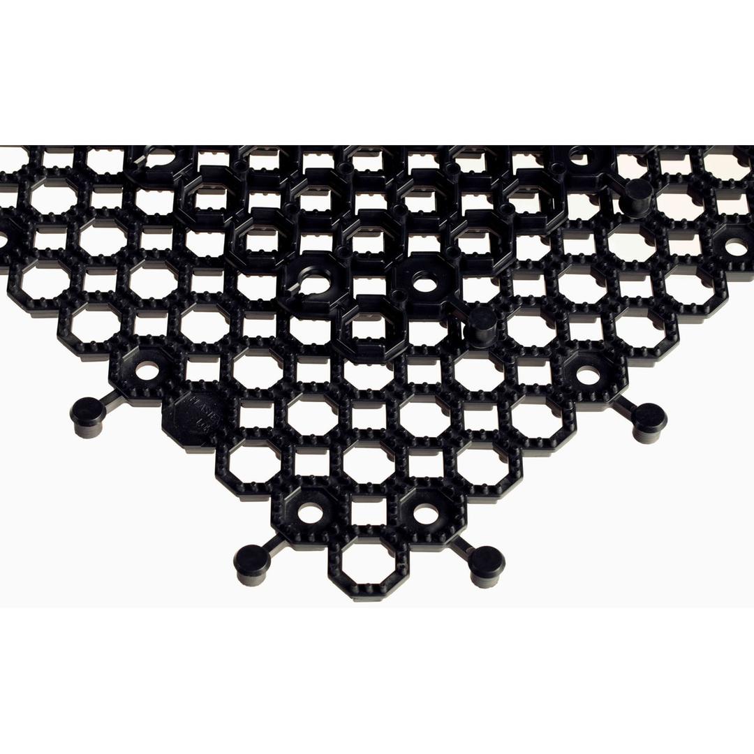 PVC ajouré à emboîter, 50 × 50 cm, noire Dalle caillebotis Yoga Grip Ultra MILTEX - Dalles caillebotis miltex Yoga Grip Ultra noires en PVC ajouré, détail