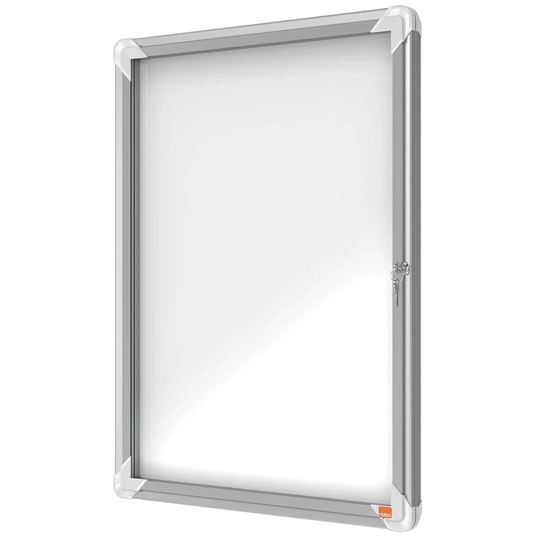 Extérieure, fond magnétique, 4 x A4 Vitrine d'affichage Premium Plus NOBO - Vitrine d'affichage d'extérieur nobo Premium Plus 4 x A4, porte ouverte