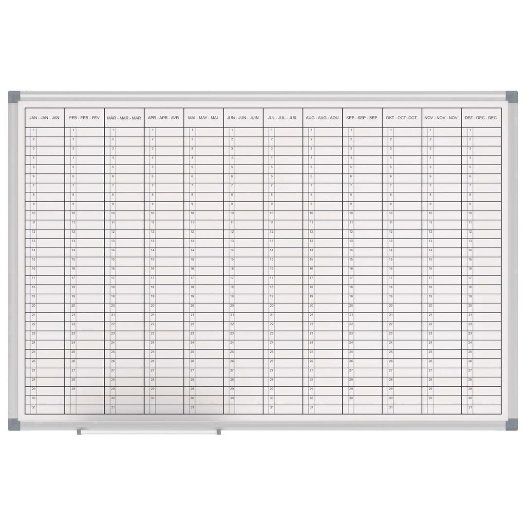 Permanent, 90 x 60 cm, mois en trois langues Tableau de planning annuel MAULstandard MAUL - Tableau de planning annuel MAUL MAULstandard 90 x 60 cm
