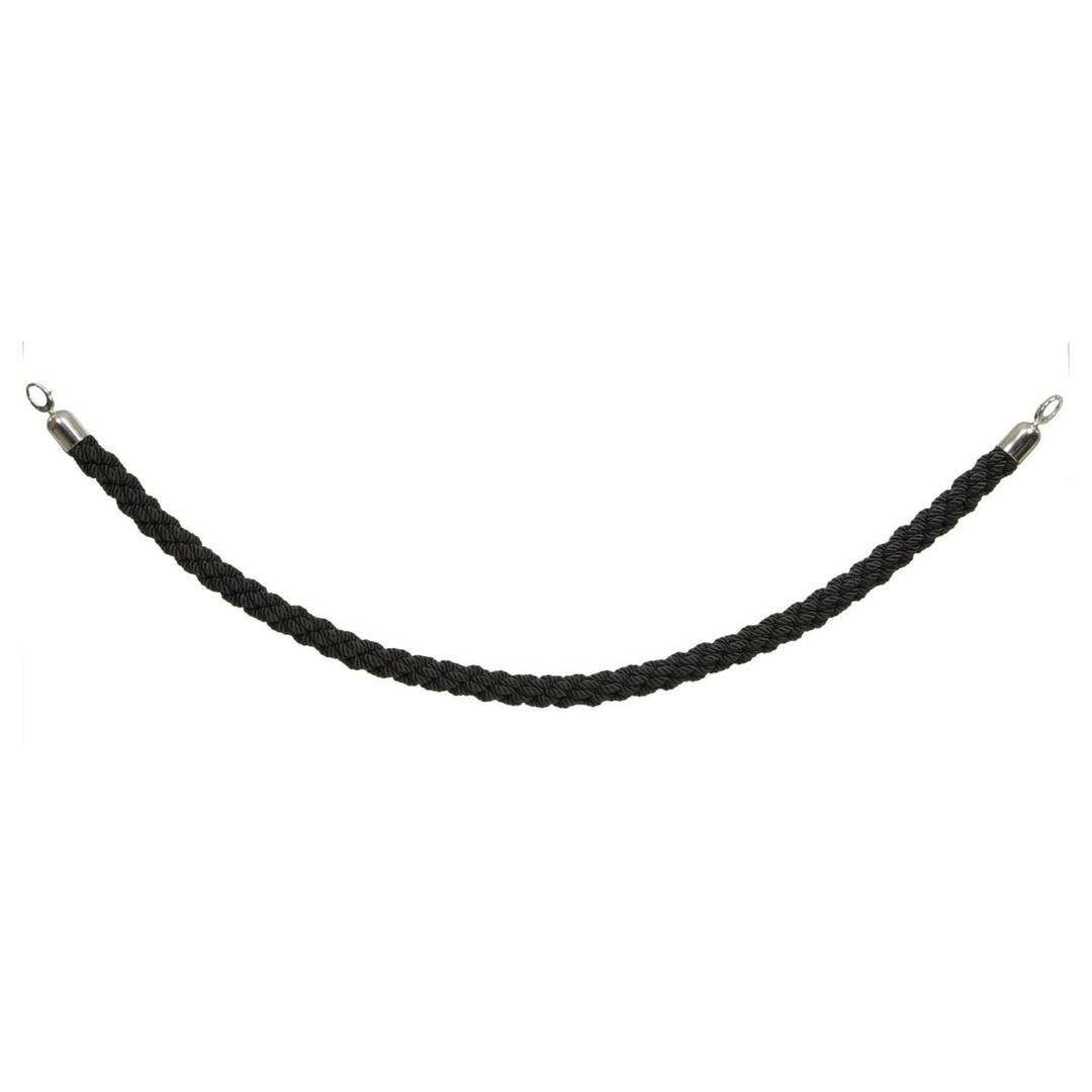 1,5 m, corde torsadée noire, embouts chromés Corde pour poteau d'accueil CLASSIC SECURIT - Corde noire Securit CLASSIC à embouts chromés