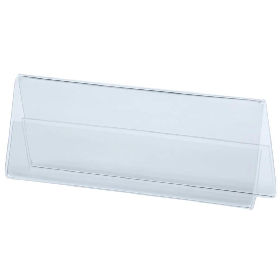 Polystyrène, A4 Porte-nom de table DEFLECTO - Porte-nom de table deflecto vide, forme de toit en polystyrène transparent