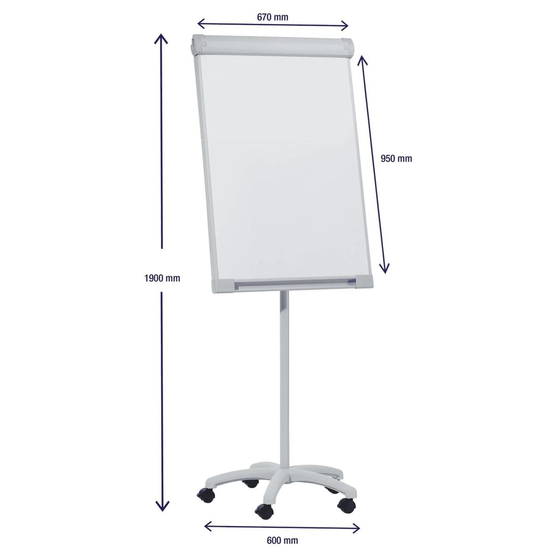 Magnétique, piètement étoile à 5 roulettes, 670 x 950 mm Chevalet de conférence PRO Mobil FRANKEN - Cotes du chevalet FRANKEN PRO Mobil